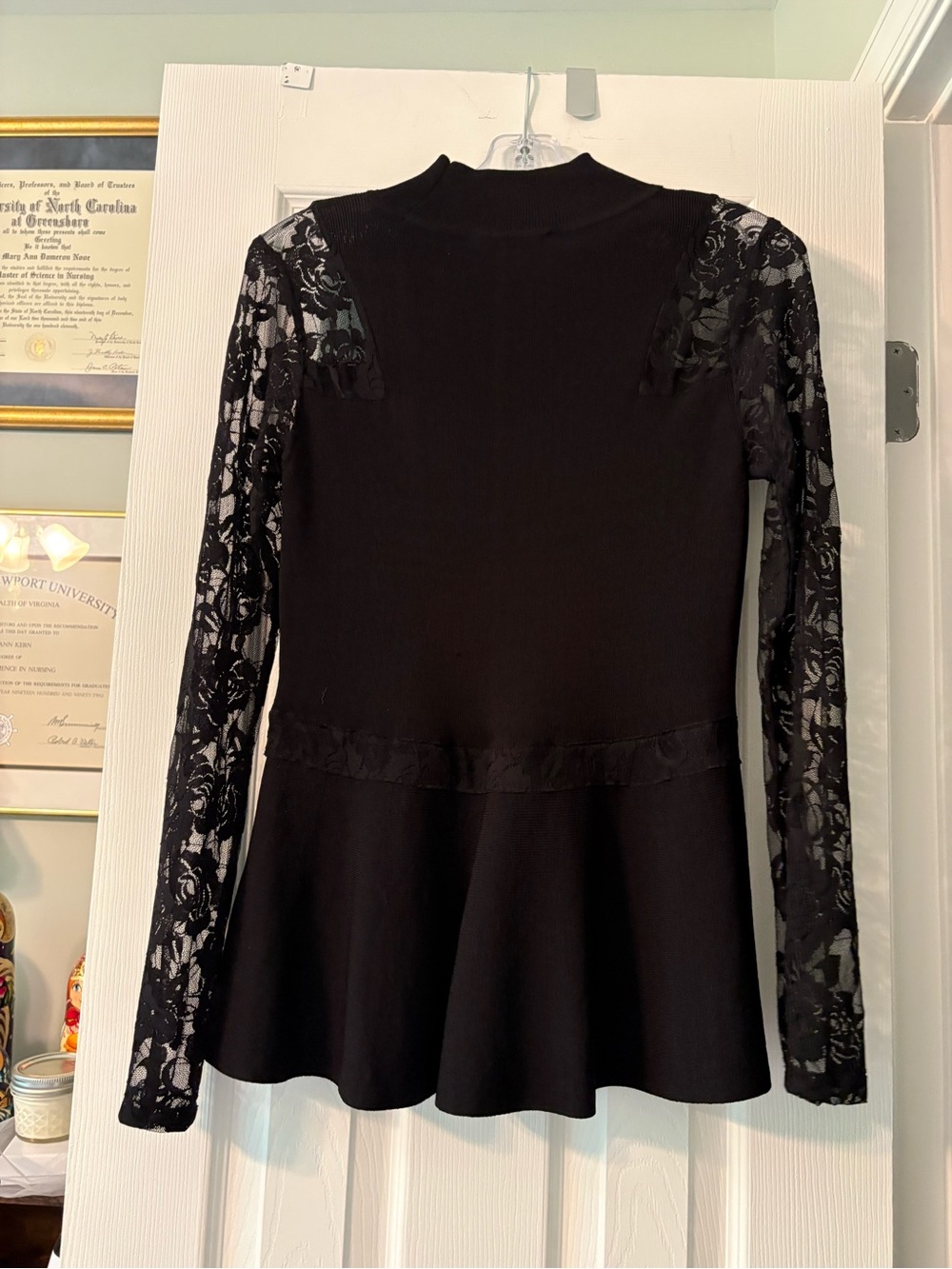INC International Concepts Black Knit Top with Label Detail